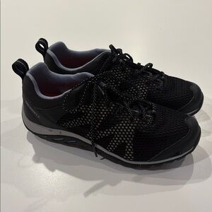 Merrell Black and Gray Sneakers with Orange Insole